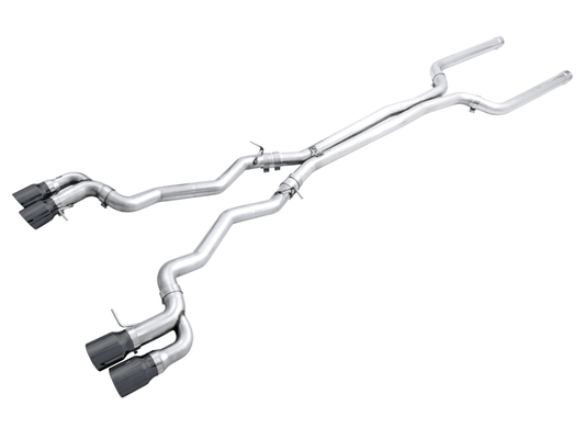 AWE Tuning 18-19 BMW M5 (F90) 4.4T AWD Cat-back Exhaust - Track Edition (Diamond Black Tips) - SpeedCave