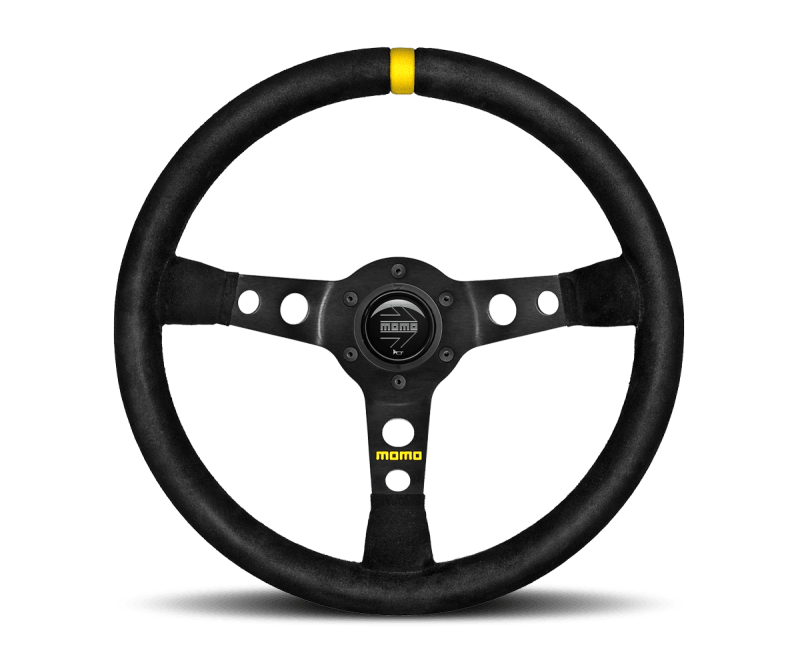 Momo MOD07 Steering Wheel 350 mm - Black Suede/Black Spokes/1 Stripe