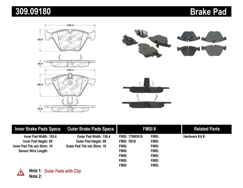 StopTech BMW E90/E92/E93 335i Performance Front Brake Pads D918