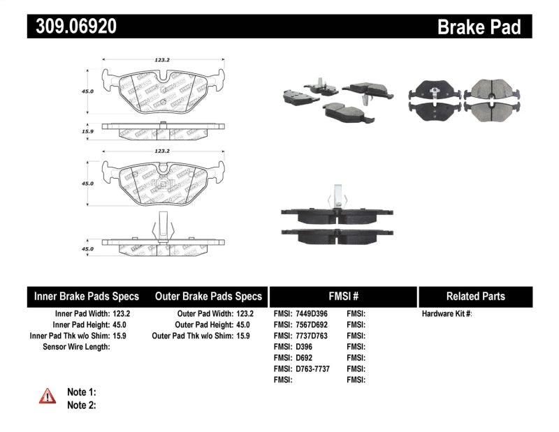 StopTech Performance E85 Z4 E36/E46 3 Series Performance Rear Brake Pads