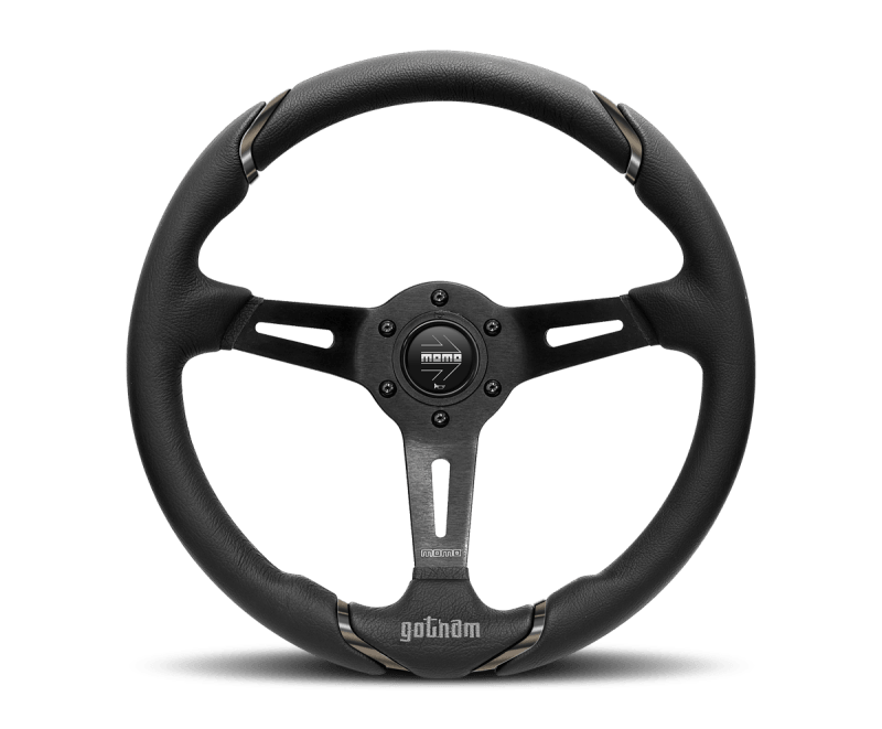 Momo Gotham Steering Wheel 350 mm - Black Leather/Black Spokes
