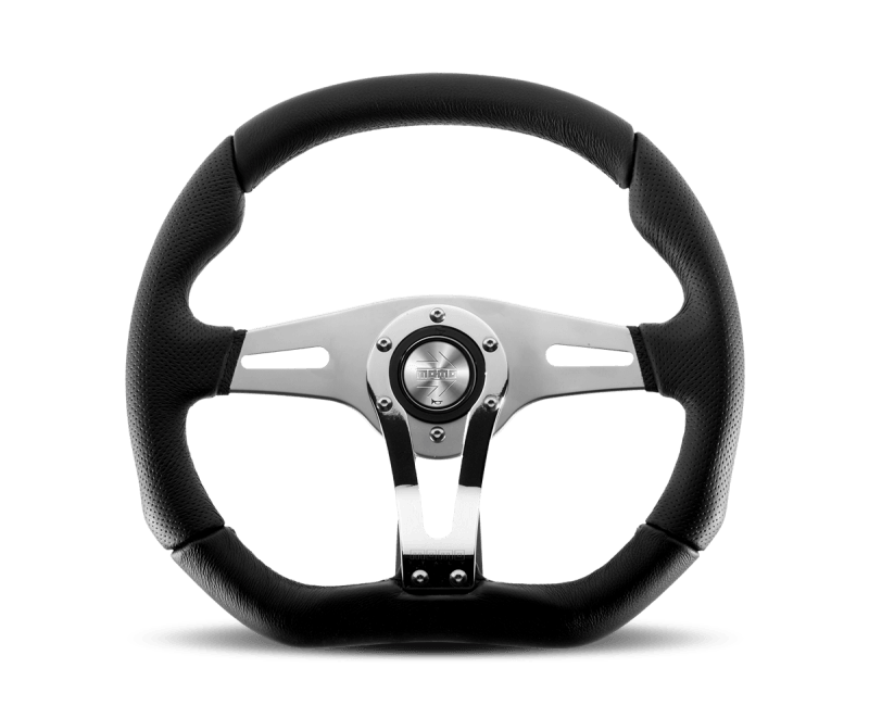 Momo Trek RSteering Wheel - Trek R/350 mm mmeter - Black AirLeather/Brshd Al Spokes