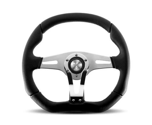 Momo Trek RSteering Wheel - Trek R/350 mm mmeter -  Black AirLeather/Brshd Al Spokes