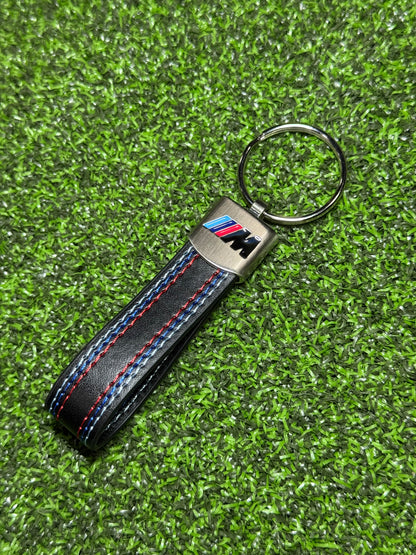 M Logo Leather Keychain