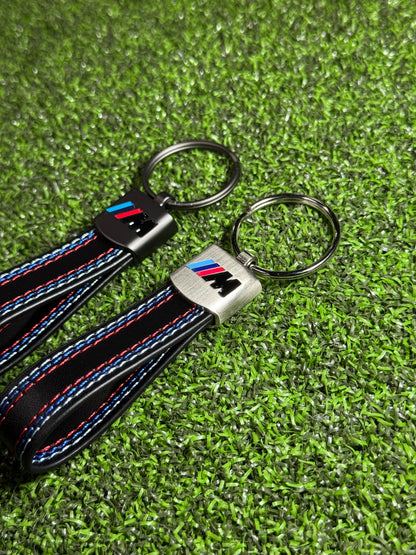 M Logo Leather Keychain