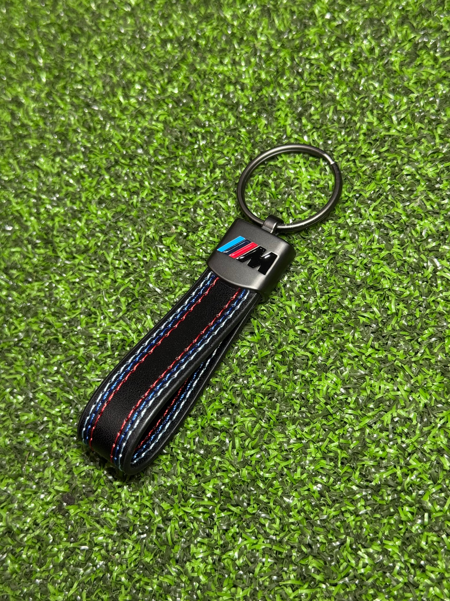 M Logo Leather Keychain