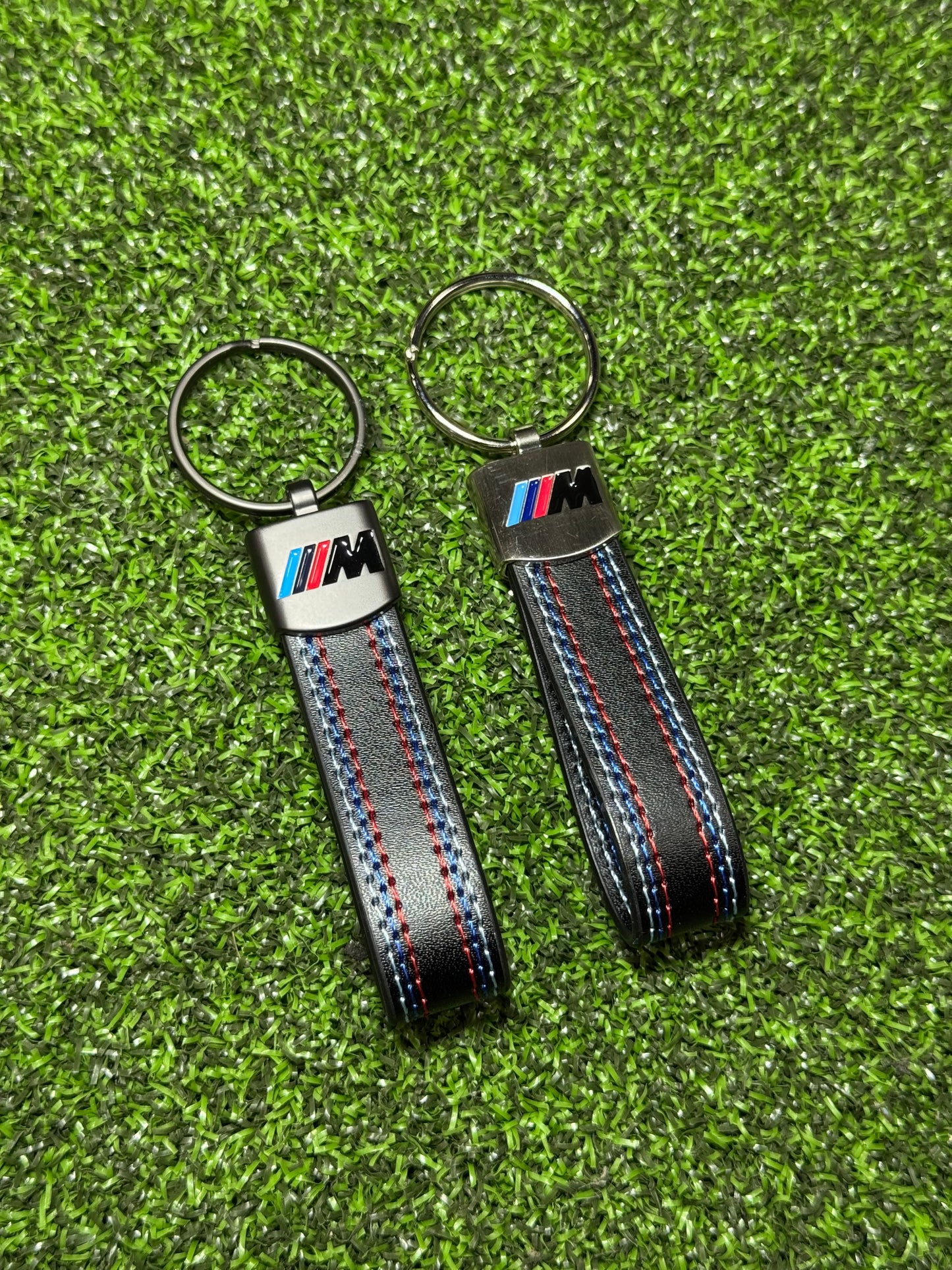 M Logo Leather Keychain