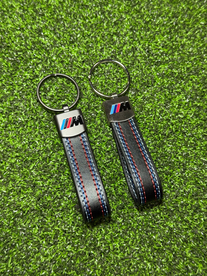 M Logo Leather Keychain