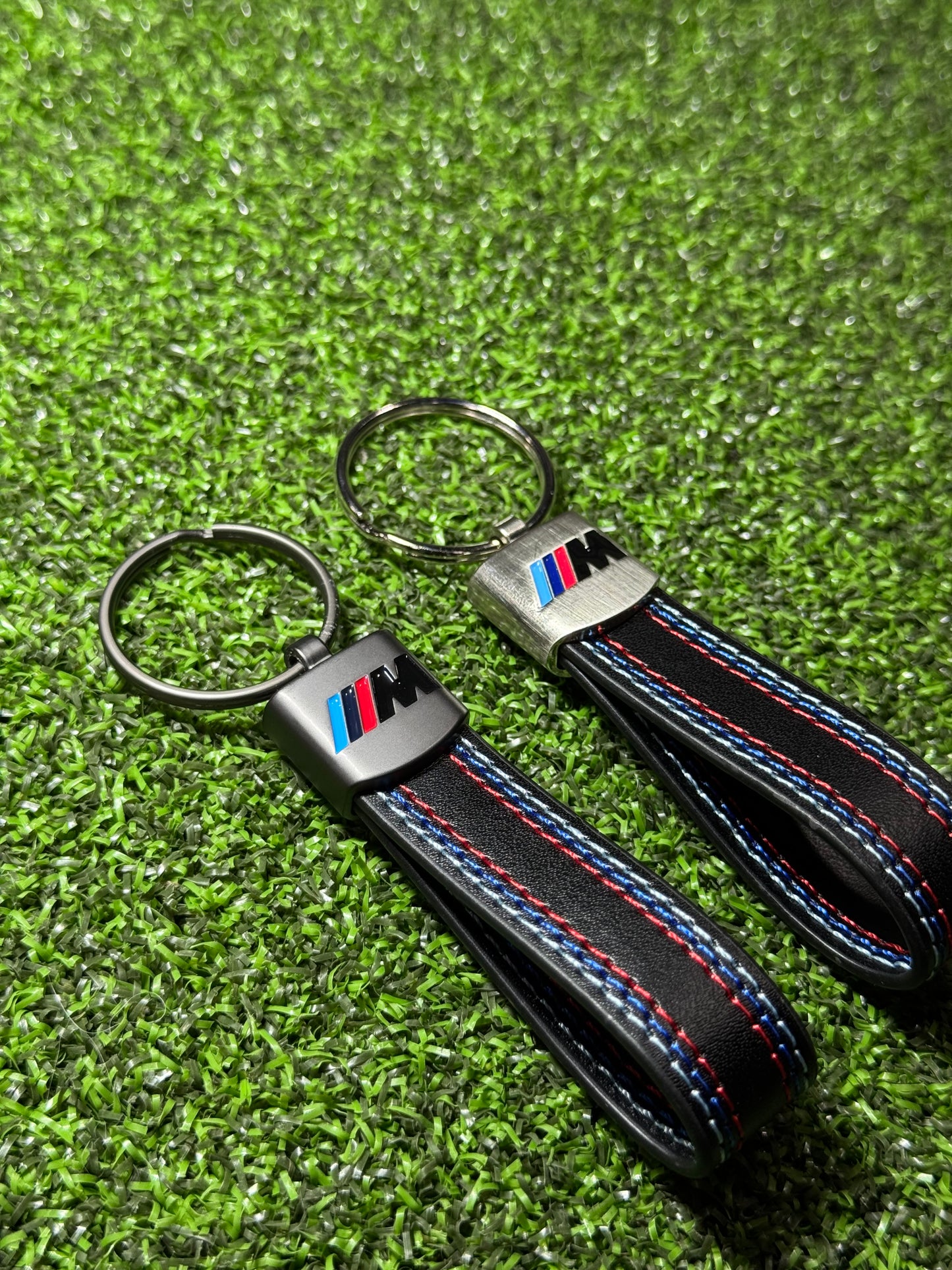 M Logo Leather Keychain