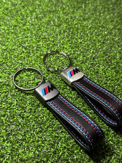 M Logo Leather Keychain