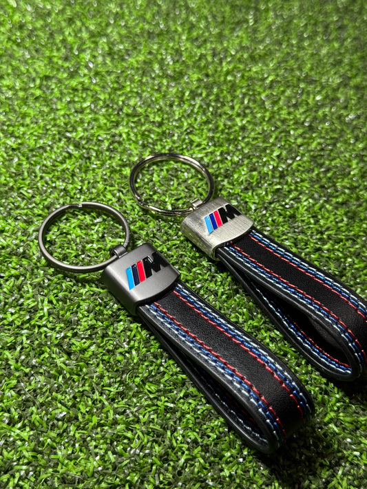 M Logo Leather Keychain
