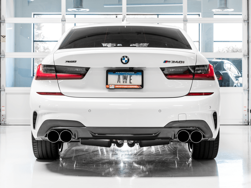 AWE Tuning 2019+ BMW M340i (G20) Non-Resonated Touring Edition Exhaust - Quad Chrome Silver Tips - SpeedCave