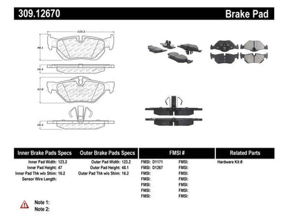 StopTech BMW E8X E9X 1 / 3 Series Rear Performance Brake Pads