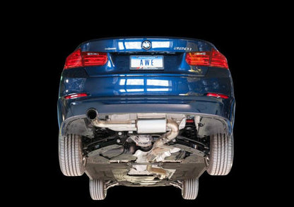 AWE Tuning BMW F30 320i Touring Exhaust w/Performance Mid Pipe - Diamond Black Tip (90mm) - SpeedCave