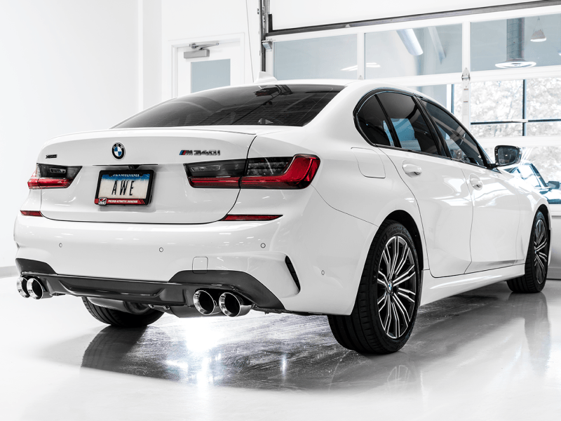 AWE Tuning 2019+ BMW M340i (G20) Non-Resonated Touring Edition Exhaust - Quad Chrome Silver Tips - SpeedCave