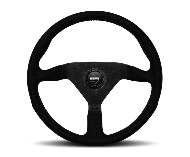 Momo Montecarlo Alcantara Steering Wheel 320 mm - Black/Black Stitch/Black Spokes