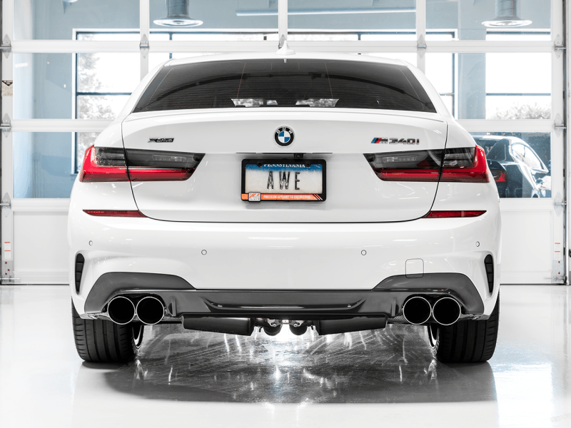 AWE Tuning 2019+ BMW M340i (G20) Track Edition Exhaust - Quad Chrome Silver Tips - SpeedCave