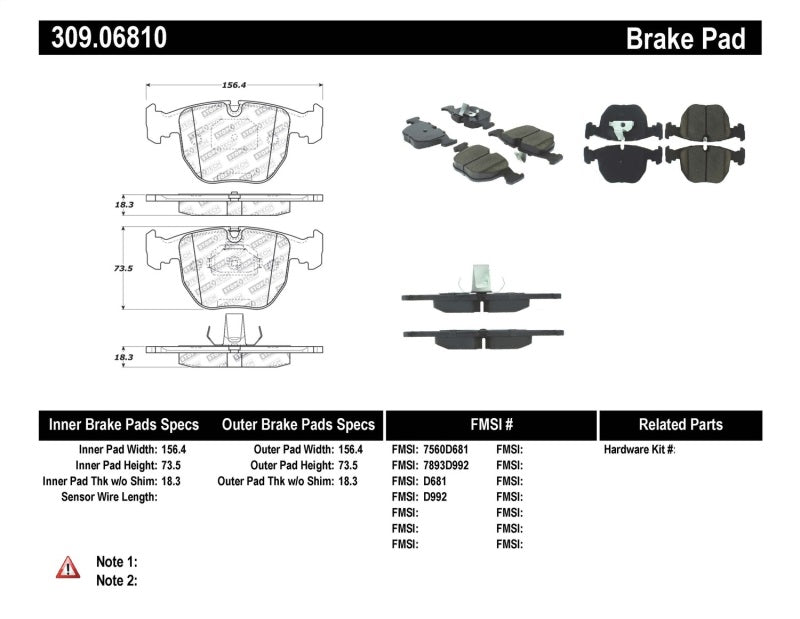 StopTech Performance BMW E39 M5 / X5 / 5 / 7 Series Front Brake Pads