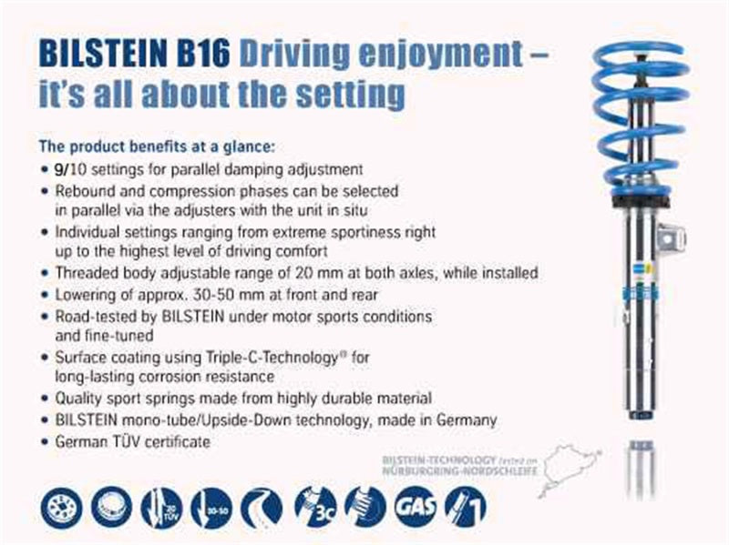 Bilstein B16 (DampTronic) 2015-2018 BMW M3/M4 F80/F82 Front & Rear Performance Suspension System - SpeedCave