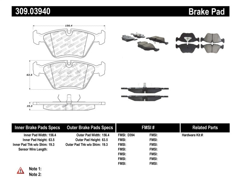 StopTech BMW M3 / M5 / 5 / 7 Series E32/E34/E36/E46 Front Brake Pads