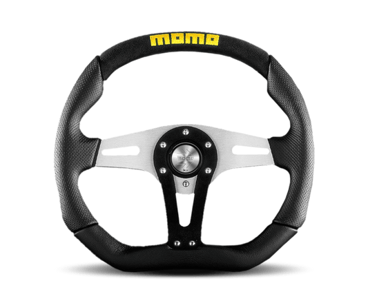 Momo Trek Steering Wheel 350 mm - Black AirLeather/Brshd Al Spokes