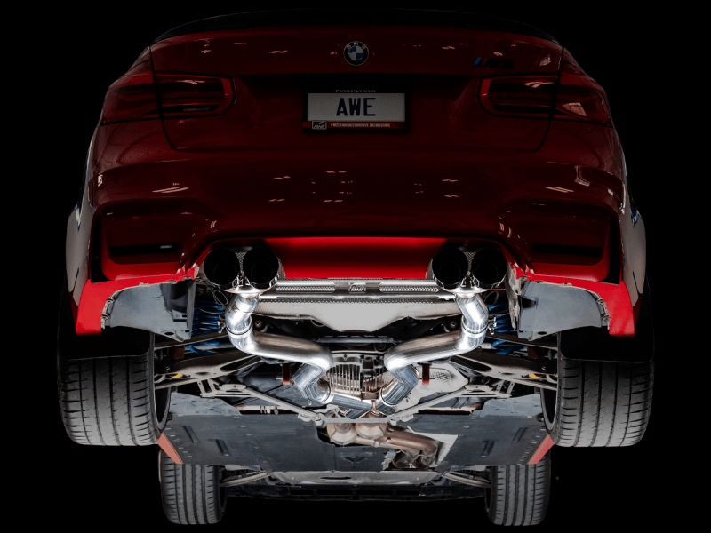 AWE Tuning BMW F8X M3/M4 Track Edition Catback Exhaust - Chrome Silver Tips - SpeedCave