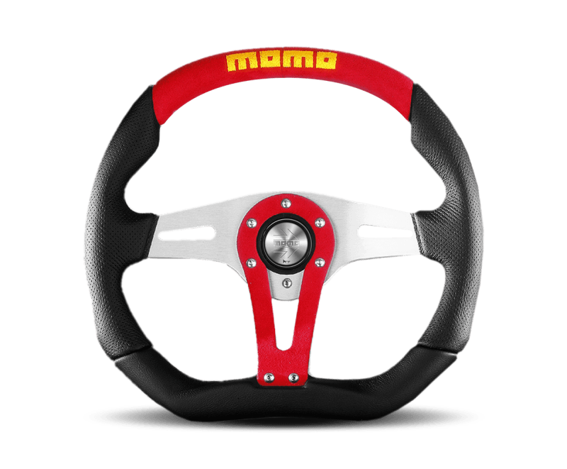 Momo Trek Steering Wheel 350 mm - 4 Black AirLeather/Brshd Al Spokes