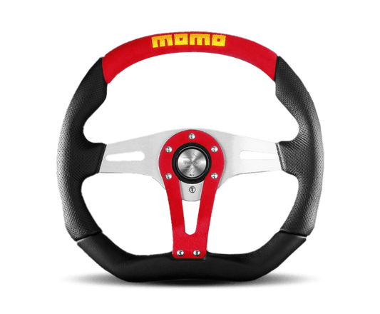 Momo Trek Steering Wheel 350 mm - 4 Black AirLeather/Brshd Al Spokes