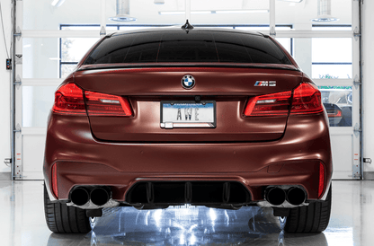 AWE Tuning 18-19 BMW F90 M5 SwitchPatch Cat-Back Exhaust- Black Diamond Tips - SpeedCave