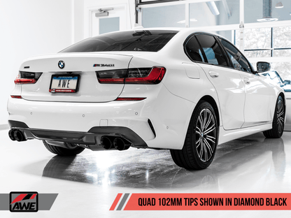 AWE Tuning 2019+ BMW M340i (G20) OE-Config-To-Quad Tip Conversion Kit - Diamond Black Tip - SpeedCave