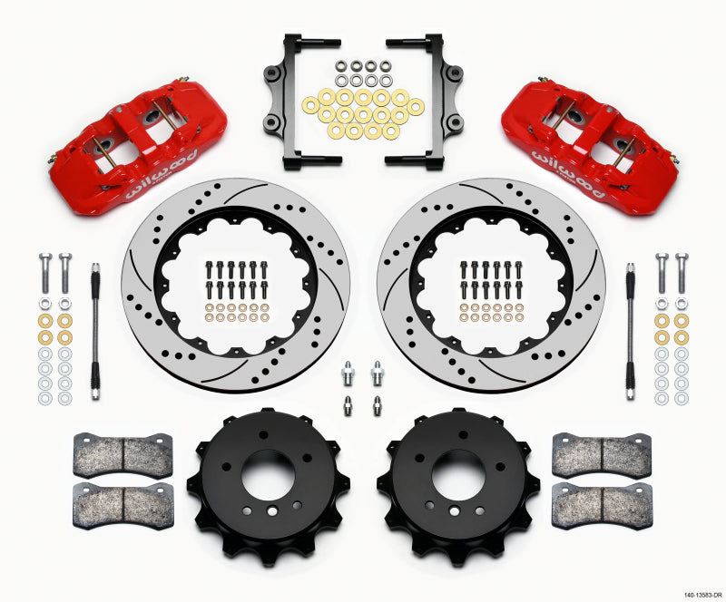 Wilwood AERO4 Rear Kit 14.00 Drilled Red BMW E9x 328i